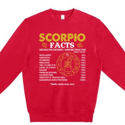 Zodiac Sign October November Scorpio Facts Gift Premium Crewneck Sweatshirt