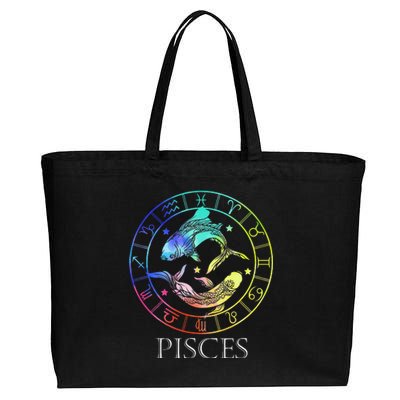 Zodiac Sign Pisces Cotton Canvas Jumbo Tote