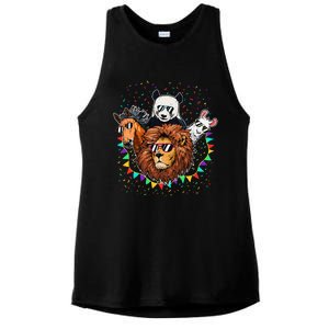 Zoo Sunglasses Party Animal Birthday Party Ladies PosiCharge Tri-Blend Wicking Tank