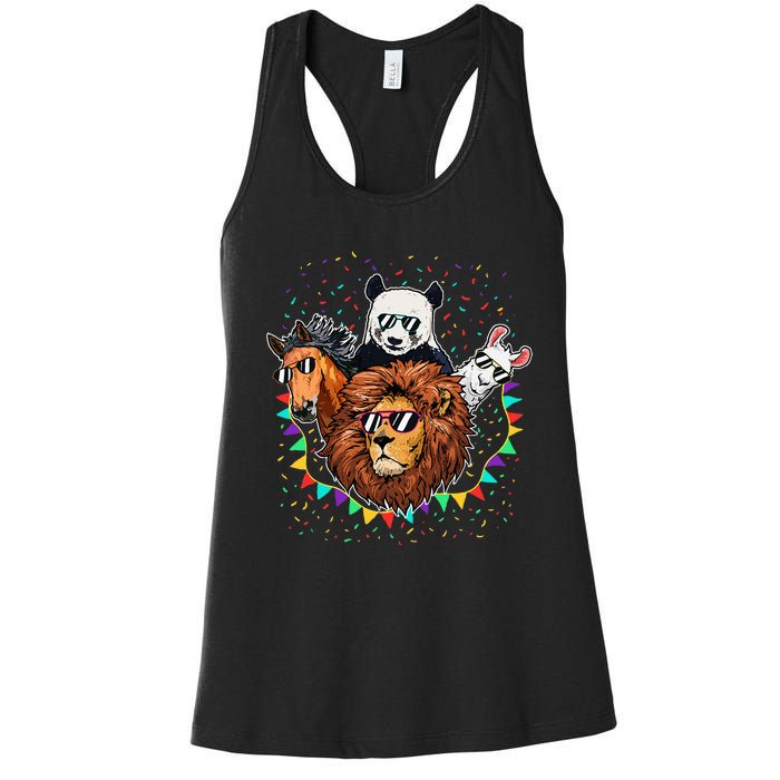 Zoo Sunglasses Party Animal Birthday Party Women's Racerback Tank