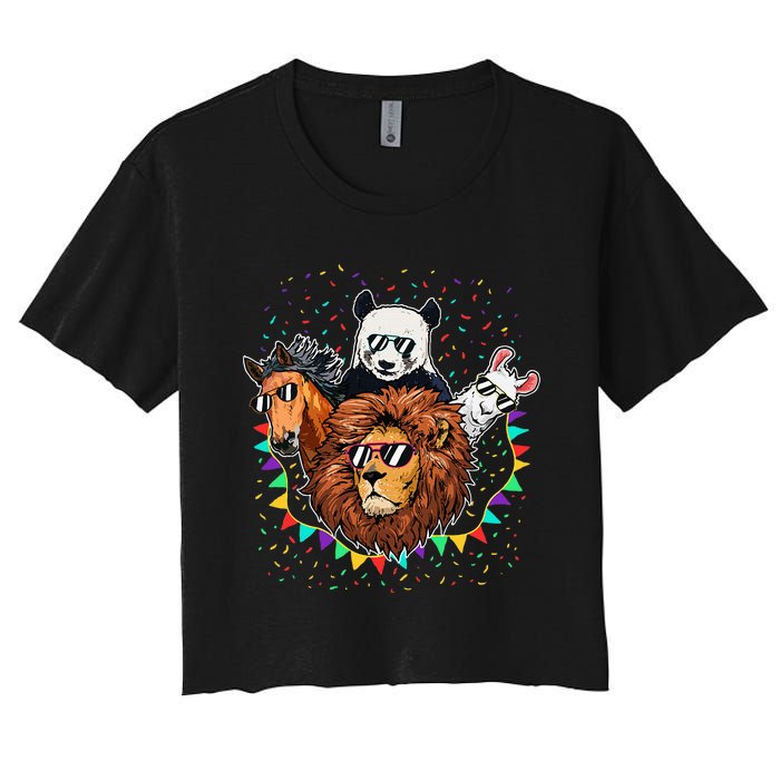 Zoo Sunglasses Party Animal Birthday Party Women's Crop Top Tee