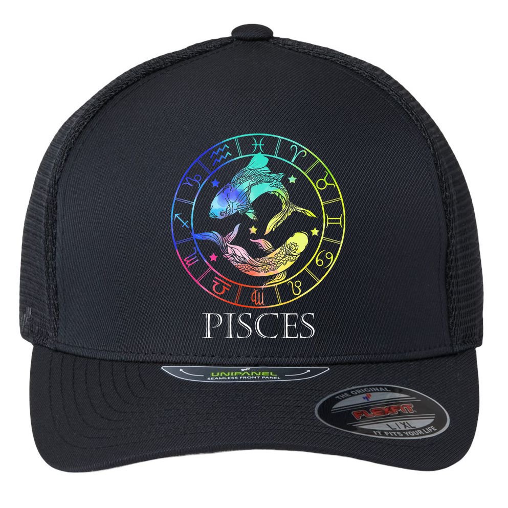 Zodiac Sign Pisces Flexfit Unipanel Trucker Cap