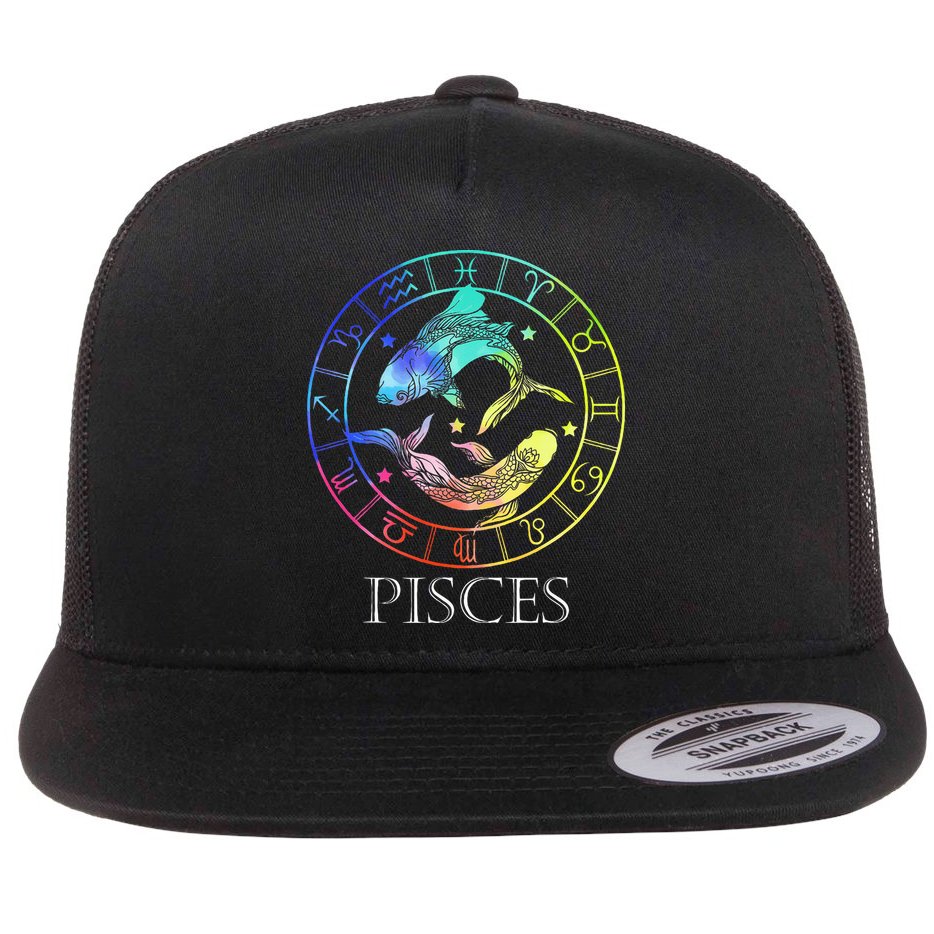 Zodiac Sign Pisces Flat Bill Trucker Hat