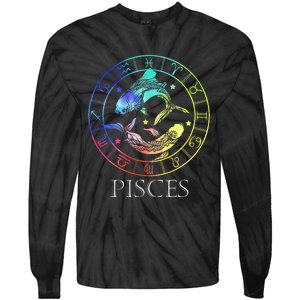 Zodiac Sign Pisces Tie-Dye Long Sleeve Shirt