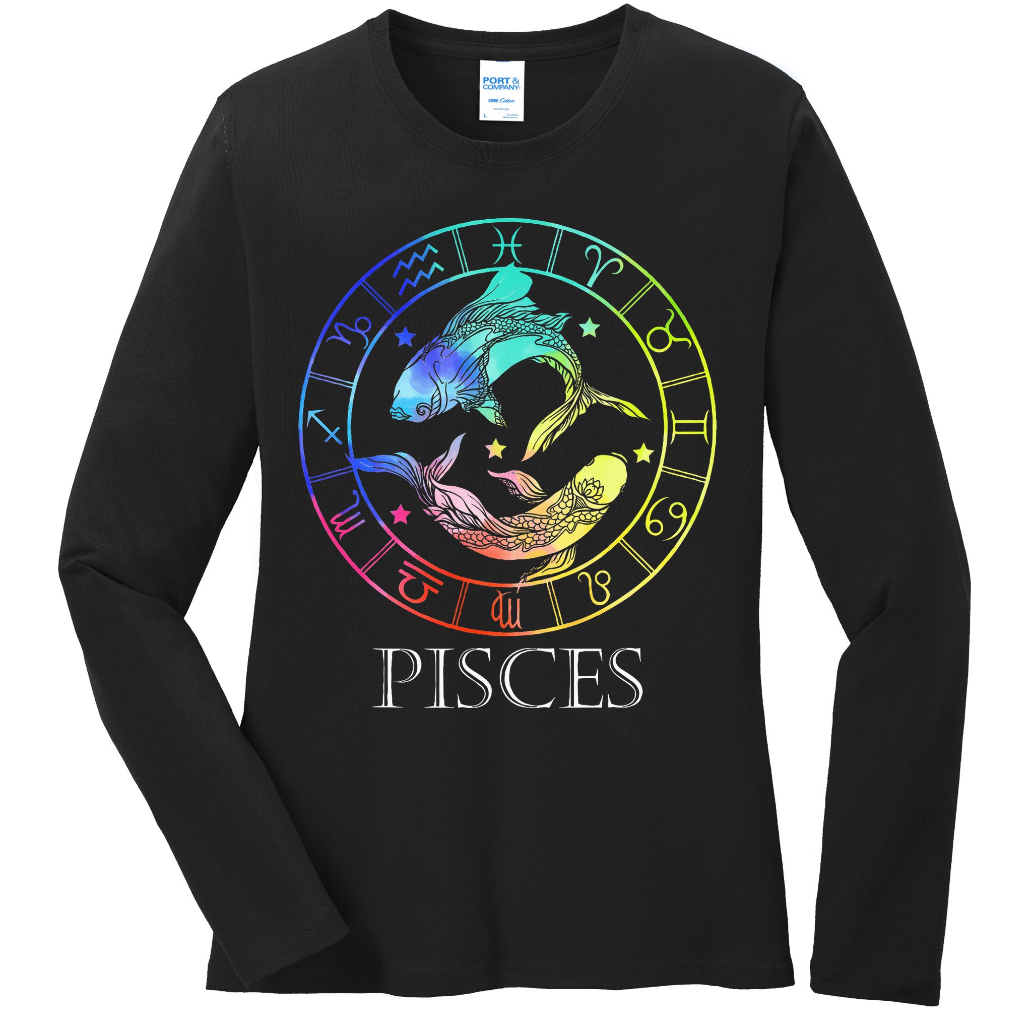 Zodiac Sign Pisces Ladies Long Sleeve Shirt