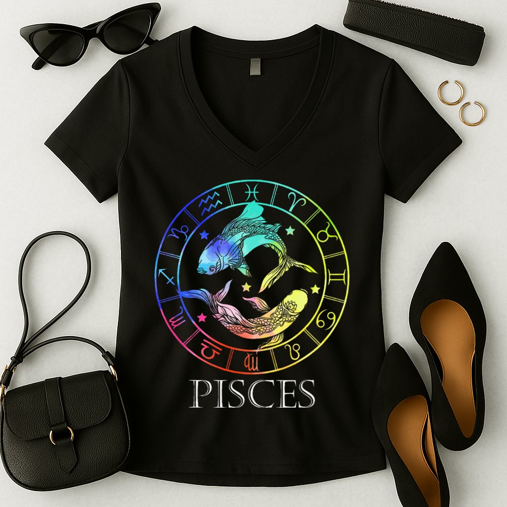 Zodiac Sign Pisces Women's V-Neck T-Shirt