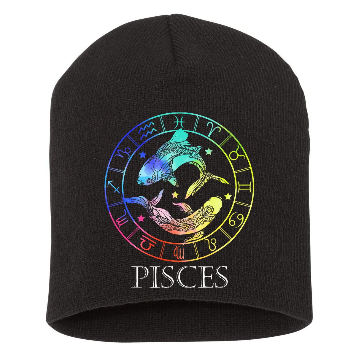 Zodiac Sign Pisces Short Acrylic Beanie