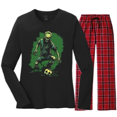 Zombie Soccer Player Halloween Costume Sport Women's Long Sleeve Flannel Pajama Set 