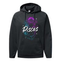 Zodiac Sign Pisces Beautiful Born In February March Performance Fleece Hoodie