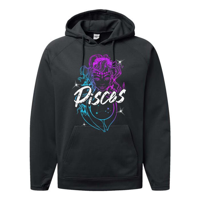 Zodiac Sign Pisces Beautiful Born In February March Performance Fleece Hoodie