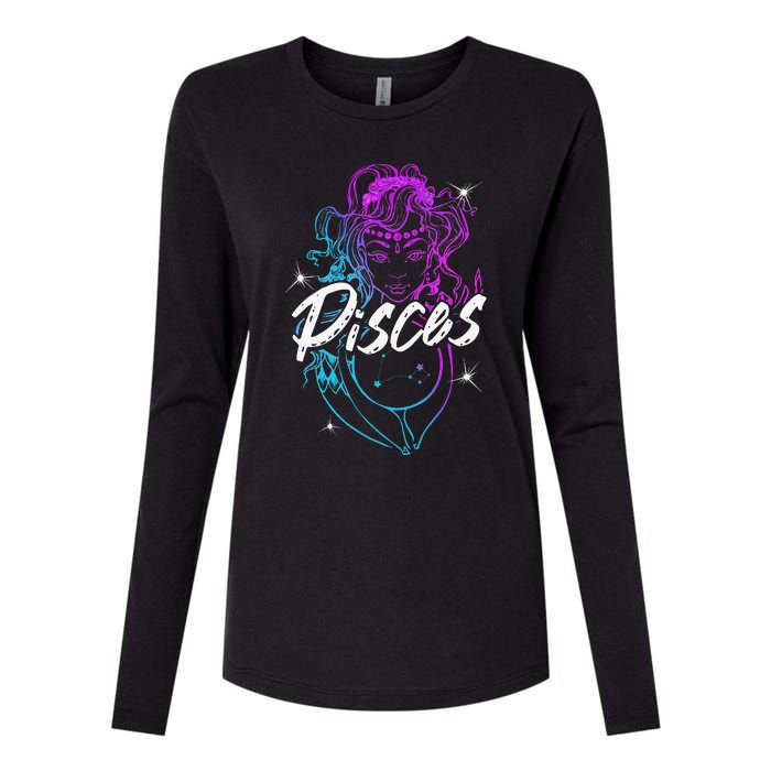 Zodiac Sign Pisces Beautiful Born In February March Womens Cotton Relaxed Long Sleeve T-Shirt