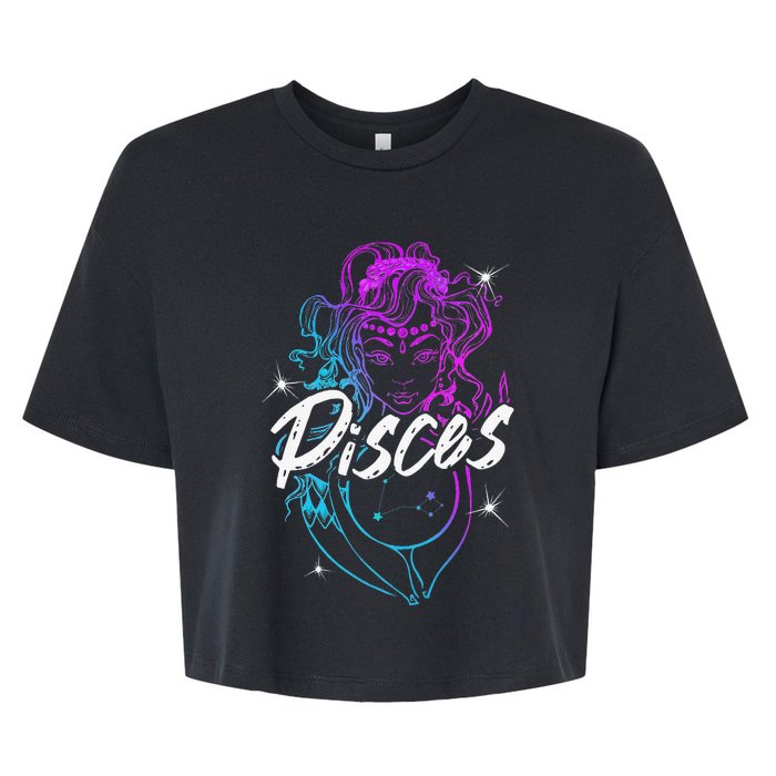 Zodiac Sign Pisces Beautiful Born In February March Bella+Canvas Jersey Crop Tee