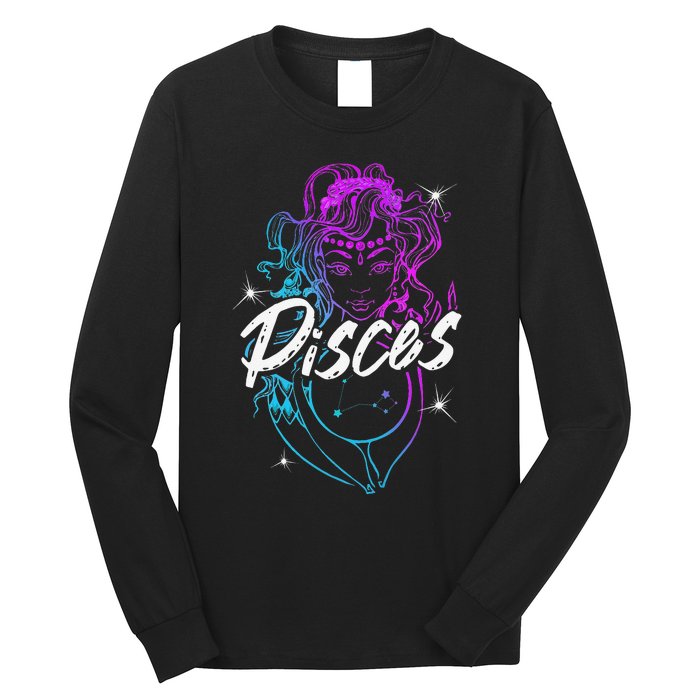 Zodiac Sign Pisces Beautiful Born In February March Long Sleeve Shirt