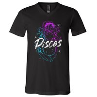 Zodiac Sign Pisces Beautiful Born In February March V-Neck T-Shirt