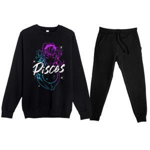 Zodiac Sign Pisces Beautiful Born In February March Premium Crewneck Sweatsuit Set