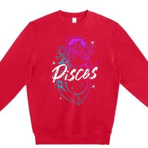 Zodiac Sign Pisces Beautiful Born In February March Premium Crewneck Sweatshirt