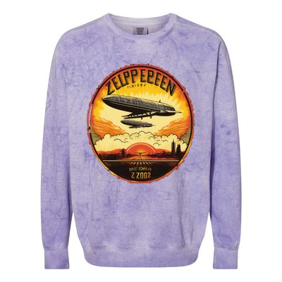 Zeppelin Sunrise Retro Airship Vintage 70s 80s Colorblast Crewneck Sweatshirt