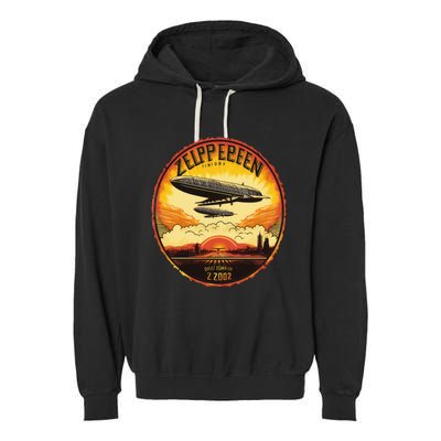 Zeppelin Sunrise Retro Airship Vintage 70s 80s Garment-Dyed Fleece Hoodie