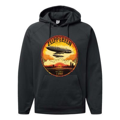 Zeppelin Sunrise Retro Airship Vintage 70s 80s Performance Fleece Hoodie