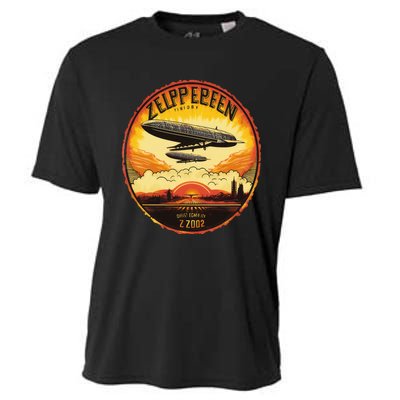 Zeppelin Sunrise Retro Airship Vintage 70s 80s Cooling Performance Crew T-Shirt