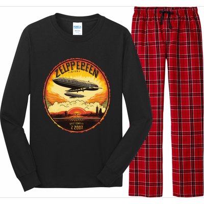 Zeppelin Sunrise Retro Airship Vintage 70s 80s Long Sleeve Pajama Set