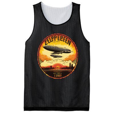 Zeppelin Sunrise Retro Airship Vintage 70s 80s Mesh Reversible Basketball Jersey Tank