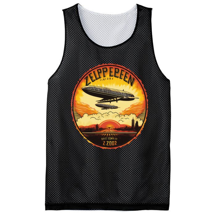 Zeppelin Sunrise Retro Airship Vintage 70s 80s Mesh Reversible Basketball Jersey Tank