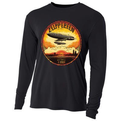 Zeppelin Sunrise Retro Airship Vintage 70s 80s Cooling Performance Long Sleeve Crew