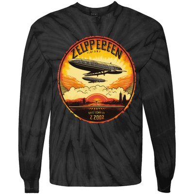 Zeppelin Sunrise Retro Airship Vintage 70s 80s Tie-Dye Long Sleeve Shirt