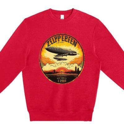 Zeppelin Sunrise Retro Airship Vintage 70s 80s Premium Crewneck Sweatshirt