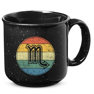 Zodiac Sign Scorpio Symbol Without Text As Vintage Circle Gift 15oz Campfire Ceramic Mug