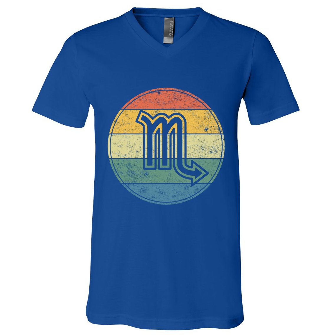 Zodiac Sign Scorpio Symbol Without Text As Vintage Circle Gift V-Neck T-Shirt