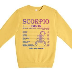 Zodiac Sign Scorpio Facts October November Gift Premium Crewneck Sweatshirt