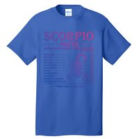 Zodiac Sign Scorpio Facts October November Gift Tall T-Shirt