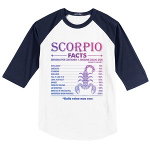 Zodiac Sign Scorpio Facts October November Gift Baseball Sleeve Shirt