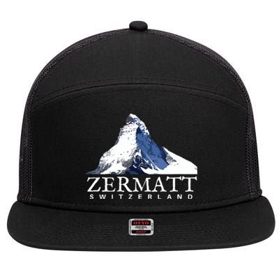 Zermatt Switzerland Swiss Alps Mountain 7 Panel Mesh Trucker Snapback Hat