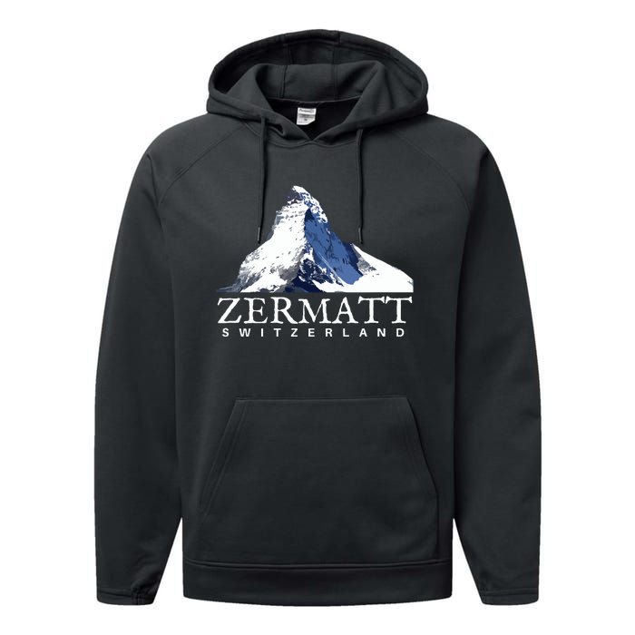 Zermatt Switzerland Swiss Alps Mountain Performance Fleece Hoodie