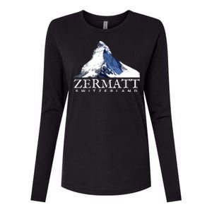 Zermatt Switzerland Swiss Alps Mountain Womens Cotton Relaxed Long Sleeve T-Shirt