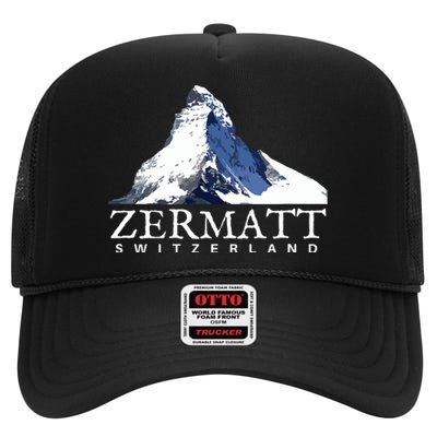 Zermatt Switzerland Swiss Alps Mountain High Crown Mesh Back Trucker Hat