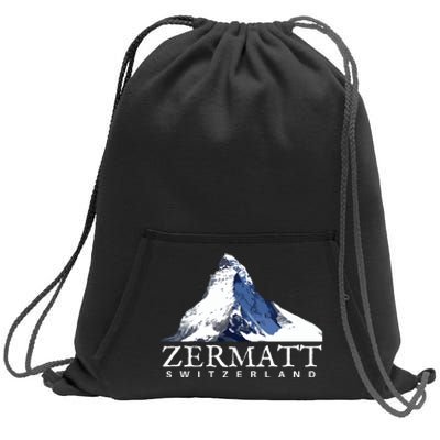 Zermatt Switzerland Swiss Alps Mountain Sweatshirt Cinch Pack Bag