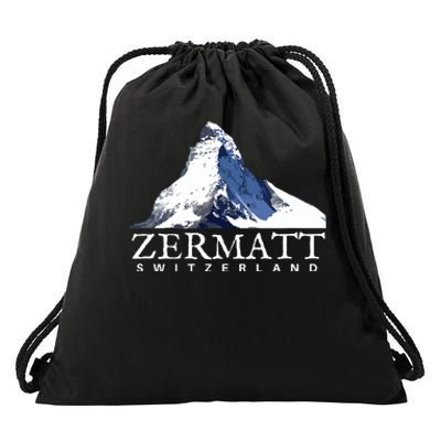 Zermatt Switzerland Swiss Alps Mountain Drawstring Bag