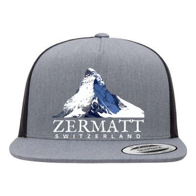 Zermatt Switzerland Swiss Alps Mountain Flat Bill Trucker Hat