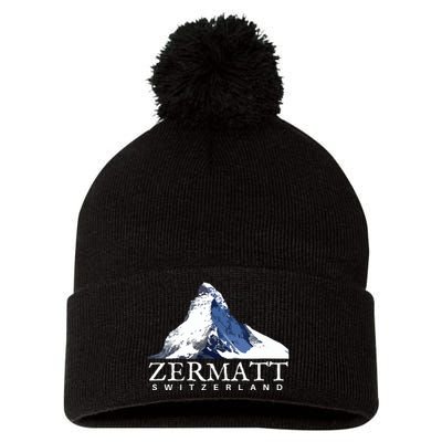 Zermatt Switzerland Swiss Alps Mountain Pom Pom 12in Knit Beanie