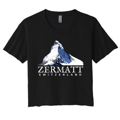 Zermatt Switzerland Swiss Alps Mountain Women's Crop Top Tee