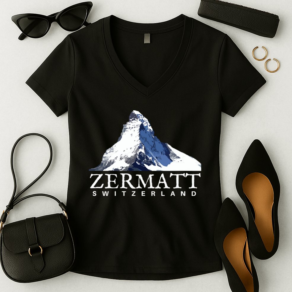 Zermatt Switzerland Swiss Alps Mountain Women's V-Neck T-Shirt