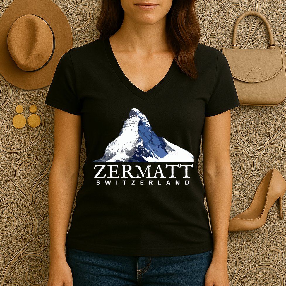 Zermatt Switzerland Swiss Alps Mountain Women's V-Neck T-Shirt