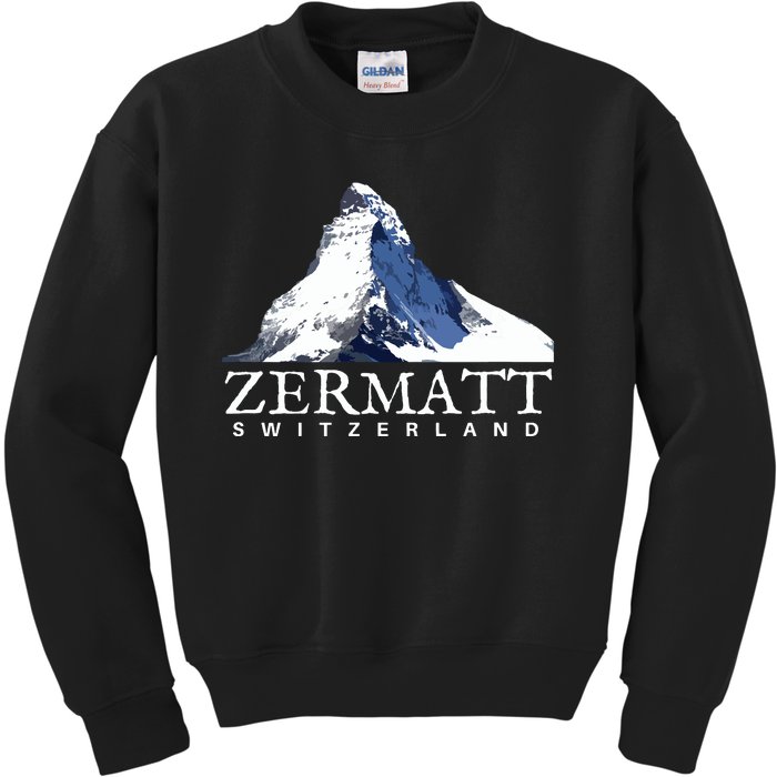 Zermatt Switzerland Swiss Alps Mountain Kids Sweatshirt