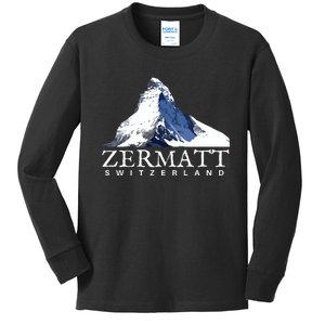 Zermatt Switzerland Swiss Alps Mountain Kids Long Sleeve Shirt