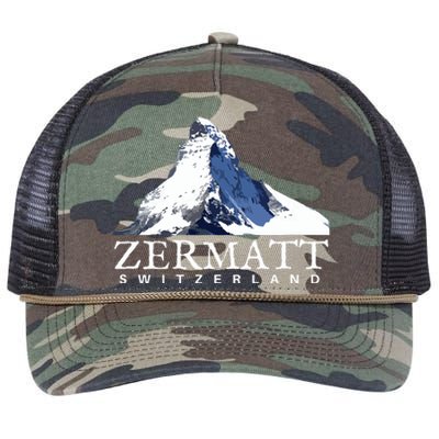 Zermatt Switzerland Swiss Alps Mountain Retro Rope Trucker Hat Cap