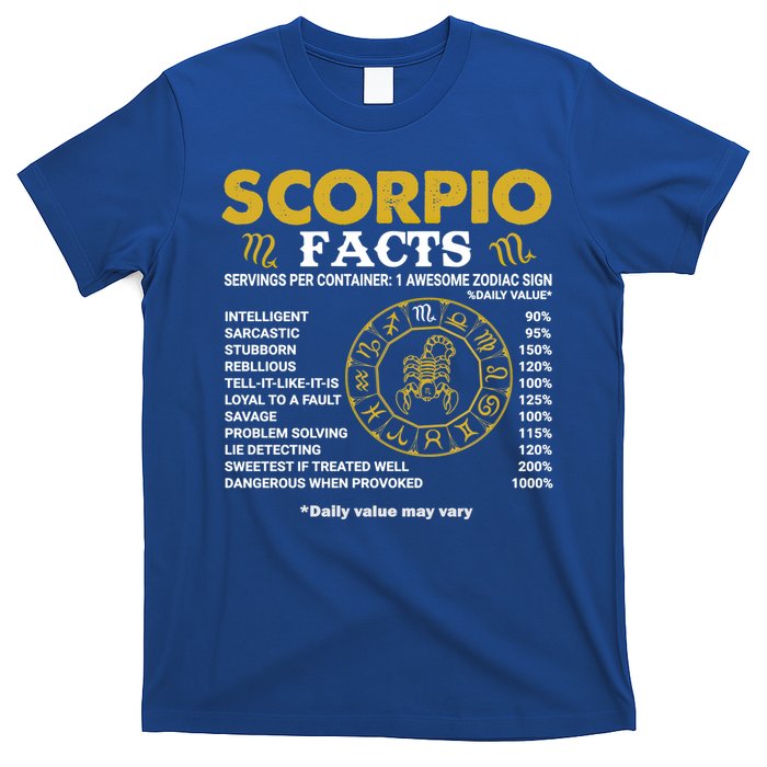 Zodiac Sign Scorpio Facts October November Birthday Gift T-Shirt